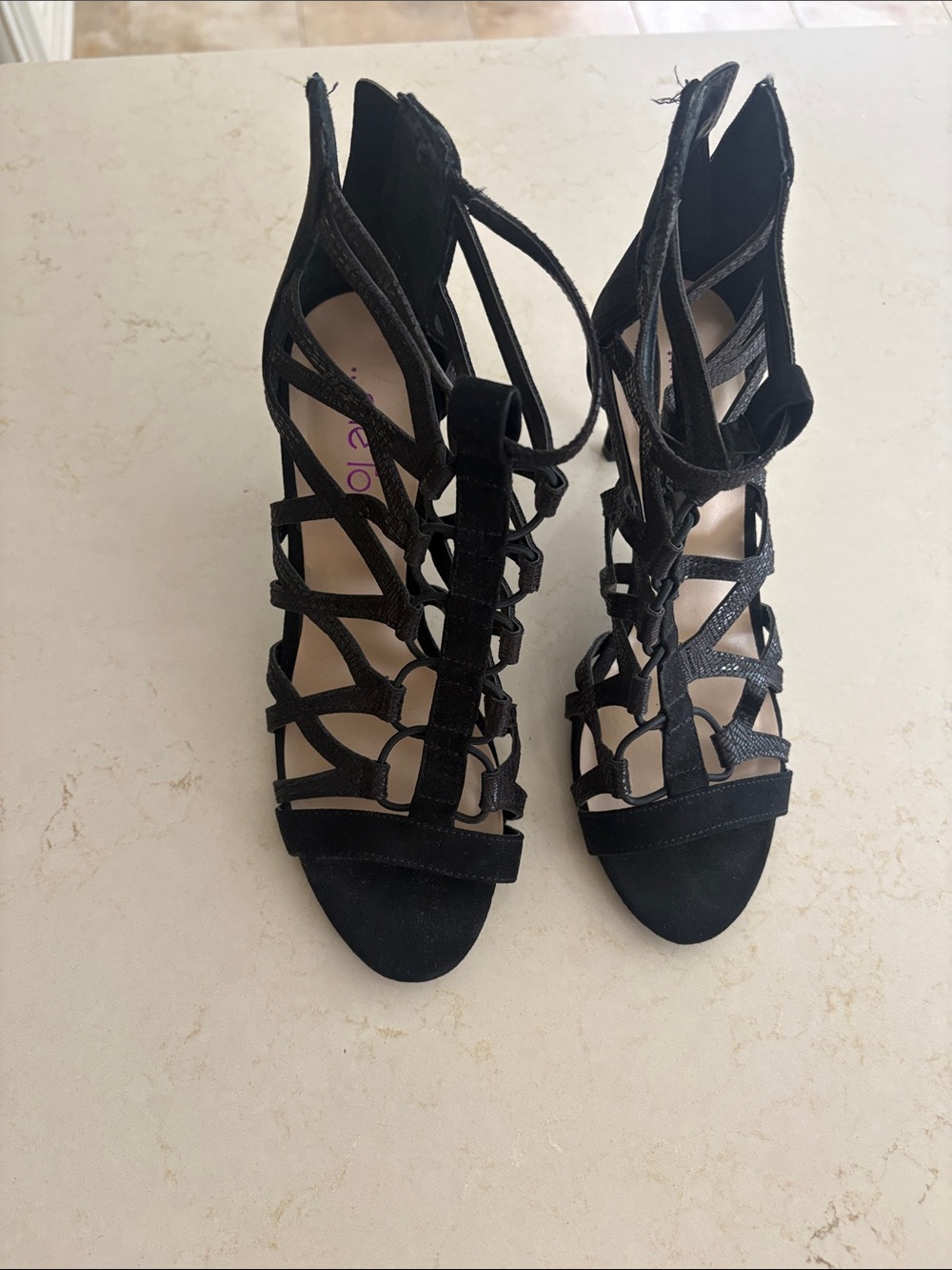 Black Strappy Gladiator heeled Sandals. Size 7. Gently worn